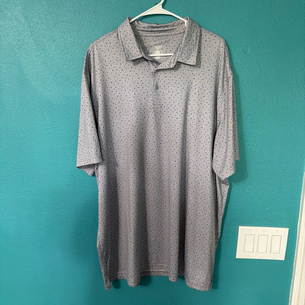 Men's Light Gray Polo with Micro Dot Pattern